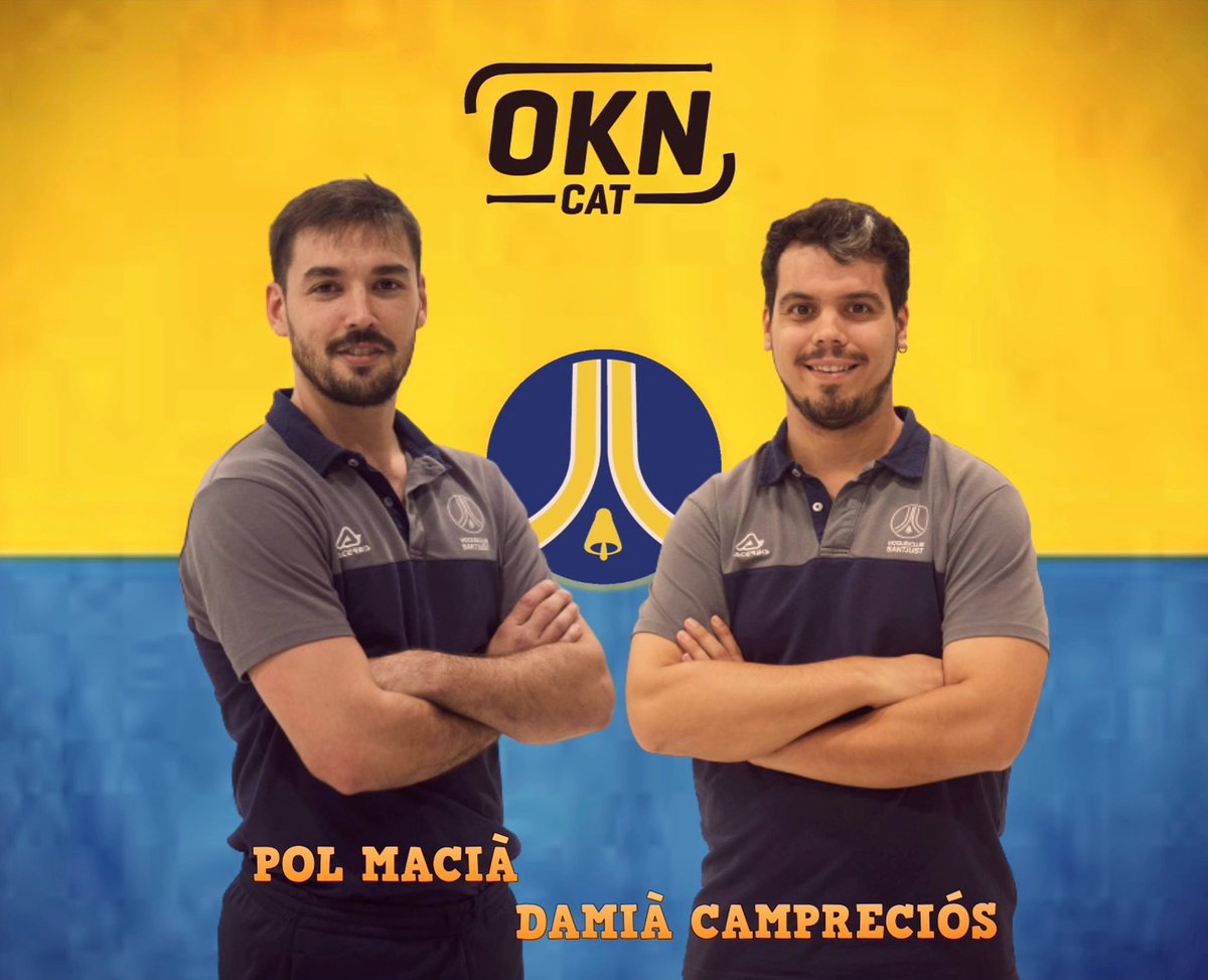 Pol Macià i Damià Campreciós, Damià Campreciós i Pol Macià serà la dupla que dirigirà el camí del recentment ascendit #OKNCat <a href="/hcsantjust/">HC SANT JUST</a> 🔶🔷💪
#dcamprecios 
<a href="/polmacia7/">Pol Macià</a> 
Sort i encerts en aquest nou repte‼️
#SomHCSJ #FemRodarelClub