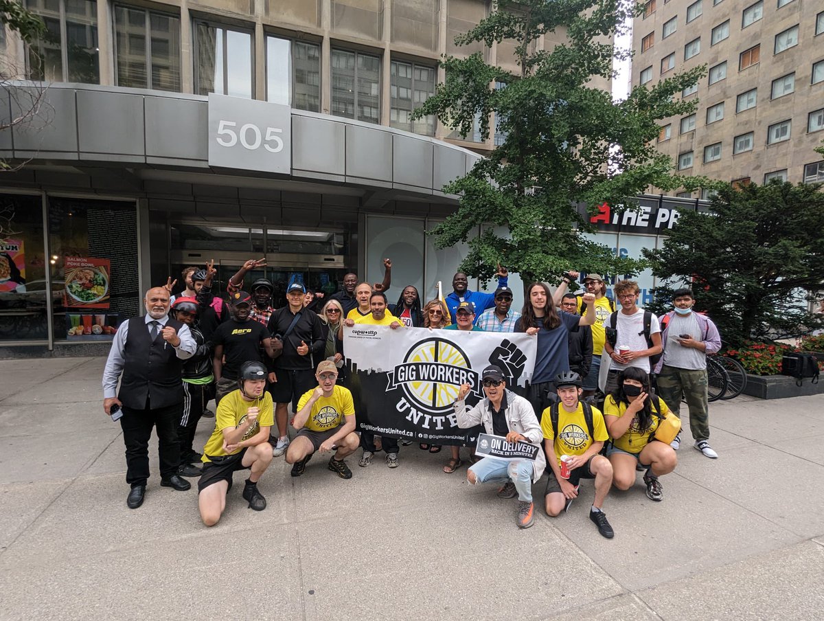 The workers united, will never be defeated! Workers at the OLRB to speak up that we are not happy with our working conditions. The thing that scares Uber the most is worker power. Gig workers and Posties together under <a href="/cupw/">CUPW</a> is the worst nightmare of these apps. #EnoughIsEnough