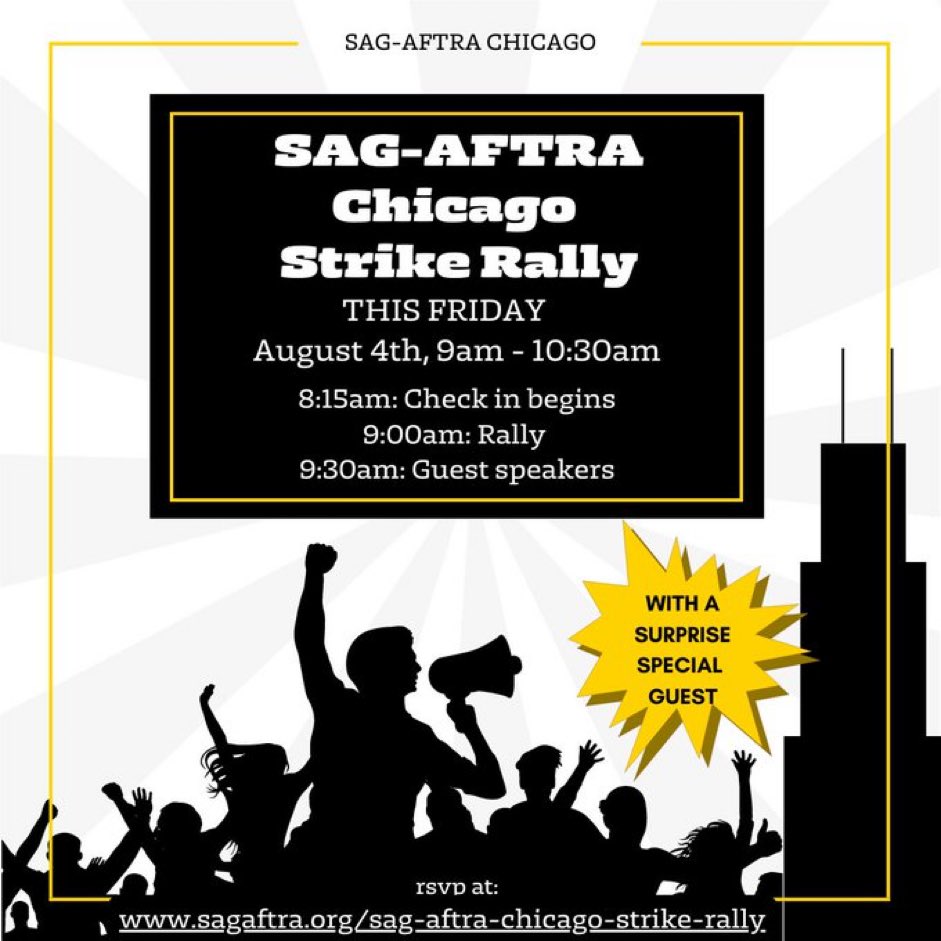 Let’s do it again! ✊This Friday! Come on out and support SAG-AFTRA! <a href="/sagaftra/">SAG-AFTRA</a> <a href="/WGAEast/">Writers Guild of America East</a> <a href="/WGAWest/">Writers Guild of America West</a> #UnionStrong <a href="/IATSE/">IATSE // #IASolidarity</a> <a href="/Teamsters/">Teamsters</a>