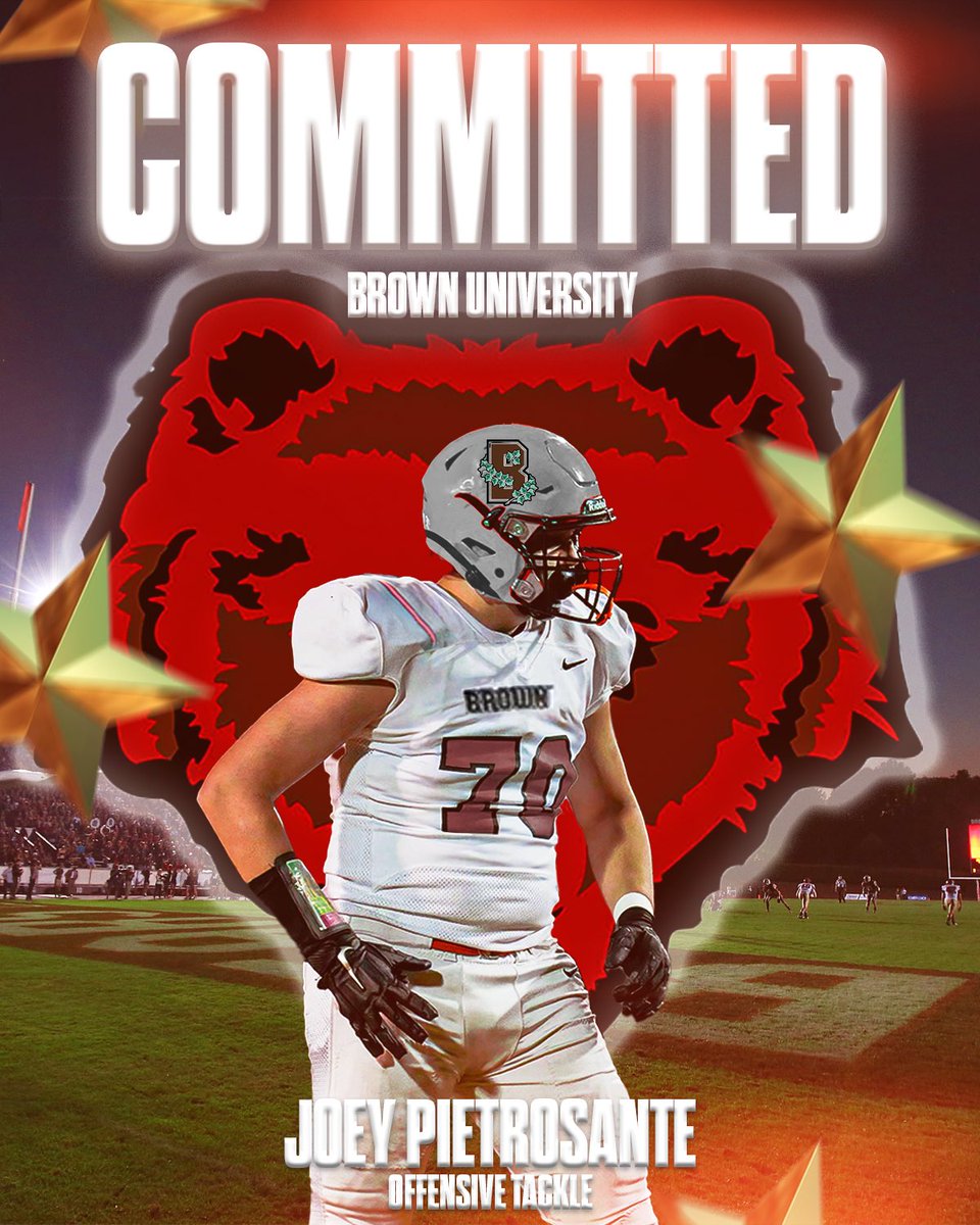 Excited to announce my commitment to Brown University! <a href="/B1GHick67/">Coach Jeremy Hickey</a> <a href="/akorzo1/">Adam Korzeniewski</a> <a href="/CoachMMac1/">Mike McCarthy</a> <a href="/Coach_Bunk/">Eric Bunker</a> <a href="/BrownHCPerry/">James Perry '00</a> <a href="/BrownU_Football/">Brown Bears Football</a> <a href="/RiceWarriorsFB/">Brother Rice Football</a> <a href="/AllenTrieu/">Allen Trieu</a>