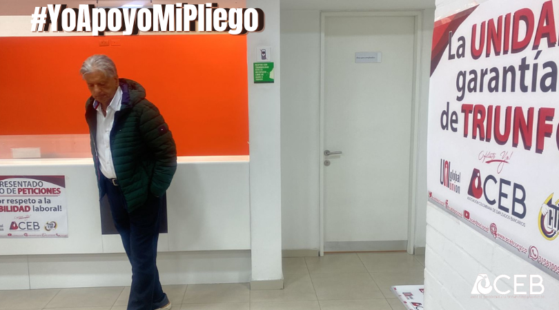 #YoApoyoMiPliego en el banco <a href="/Itau/">Itaú</a>

ACEB Bogotá | Mítines informativos sobre el inicio de la negociación colectiva ¡ Viva nuestro justo Pliego de Peticiones !  ¡ Afíliate ! ACEB 313 8700509  
#FelizMiercoles <a href="/cutcolombia/">Central Unitaria de Trabajadores</a> <a href="/CUTBTACMARCA/">CUT Bogotá C/marca</a> <a href="/uniamericas/">UNI Américas</a> <a href="/guimaffeo/">Guillermo Maffeo</a> <a href="/RitaBerlofa/">Rita Berlofa 🇲🇽 🇧🇷</a>