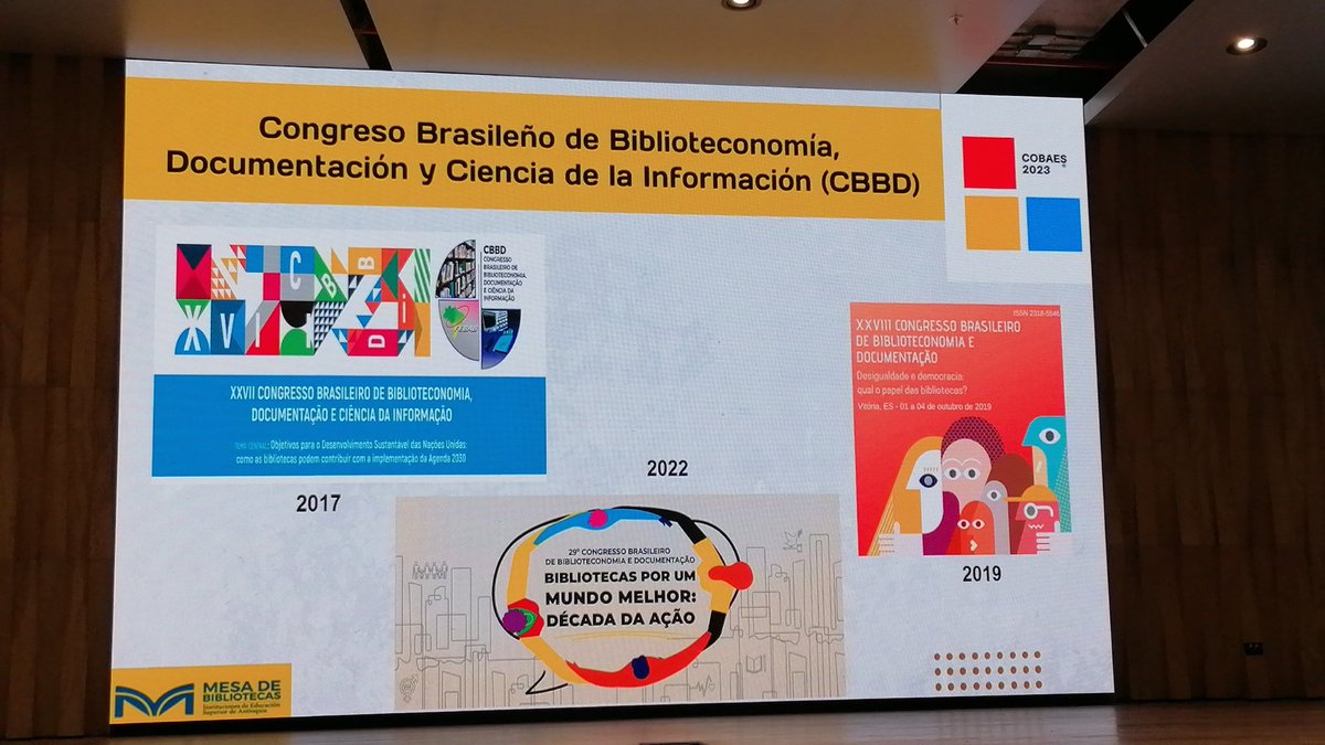 UNIRECS's tweet photo. Las bibliotecas por un mundo mejor 💪🎉👏 @febab #AdrianaFerrari en #COBAES2023 @MesaBIES https://t.co/H8wvJaJ5tH