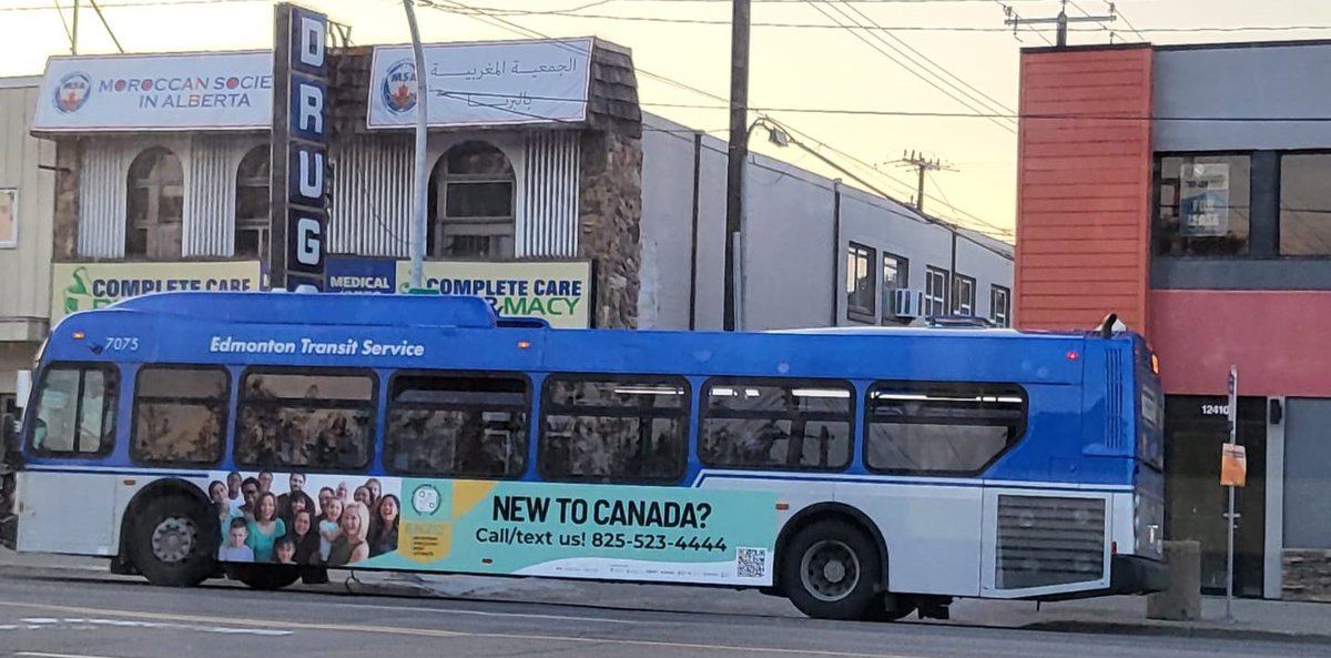 Yay! Bus ads to reach as many newcomers as we can. You can scan the QR code when you see the bus ad to bring you to all our social media pages! #edmontonnewcomers