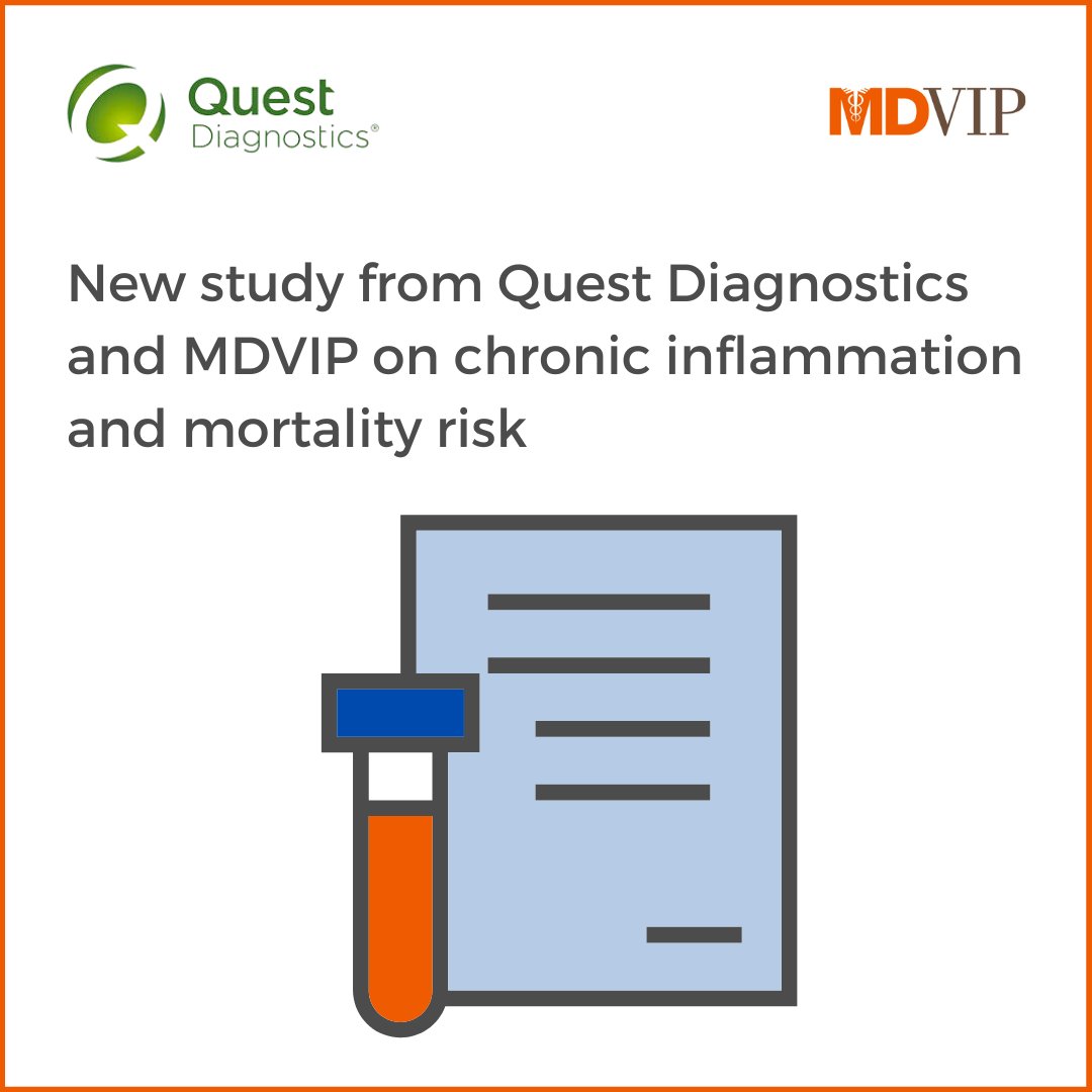 MDVIP (@mdvip) on Twitter photo MDVIP and <a href="/QuestDX/">Quest Diagnostics</a> announced a new study on chronic inflammation and mortality risk. It's the first to demonstrate that decreasing levels of MPO, an inflammatory marker, may help provide insight into a patient's risk of death from a range of diseases. bit.ly/3OlAdjU MDVIP and <a href="/QuestDX/">Quest Diagnostics</a> announced a new study on chronic inflammation and mortality risk. It's the first to demonstrate that decreasing levels of MPO, an inflammatory marker, may help provide insight into a patient's risk of death from a range of diseases. bit.ly/3OlAdjU