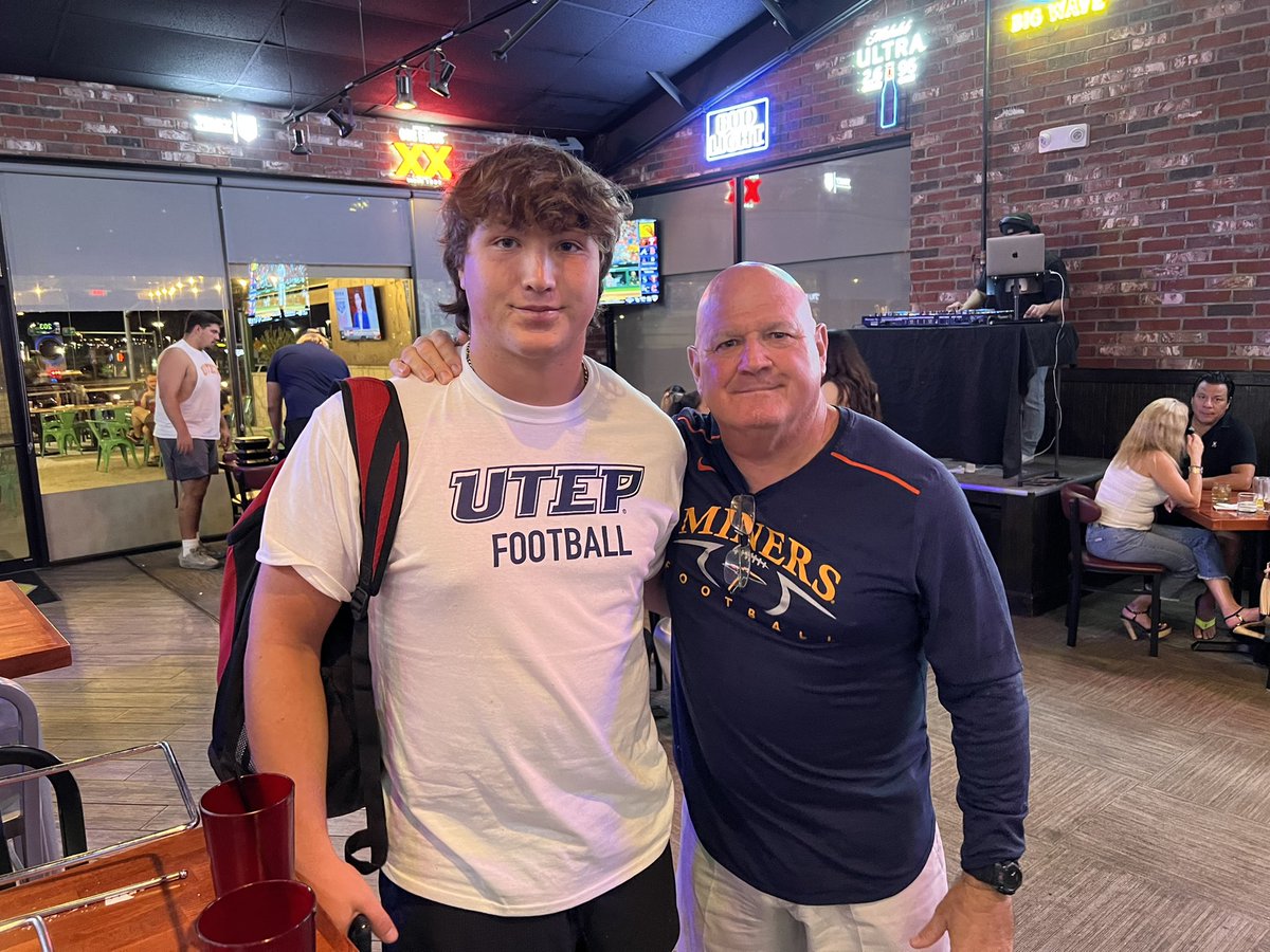 Great time at <a href="/UTEPFB/">UTEP Football</a> last week. Thank you <a href="/CoachDimelUTEP/">Dana Dimel</a> and Coach Peveto.