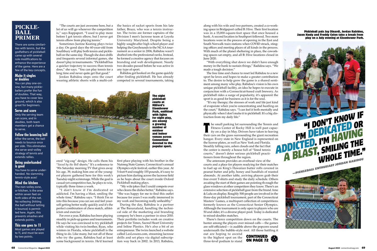 MattCaputo's tweet photo. I have a new story out now in @connecticutmag all about the pickleball boom! I didn’t know how I felt about pickleball until I met so many impassioned people from across Connecticut who have found forgiveness and renewal in the wildly popular game:

https://t.co/FBsCdtOyCg https://t.co/s9Re0Ett1A