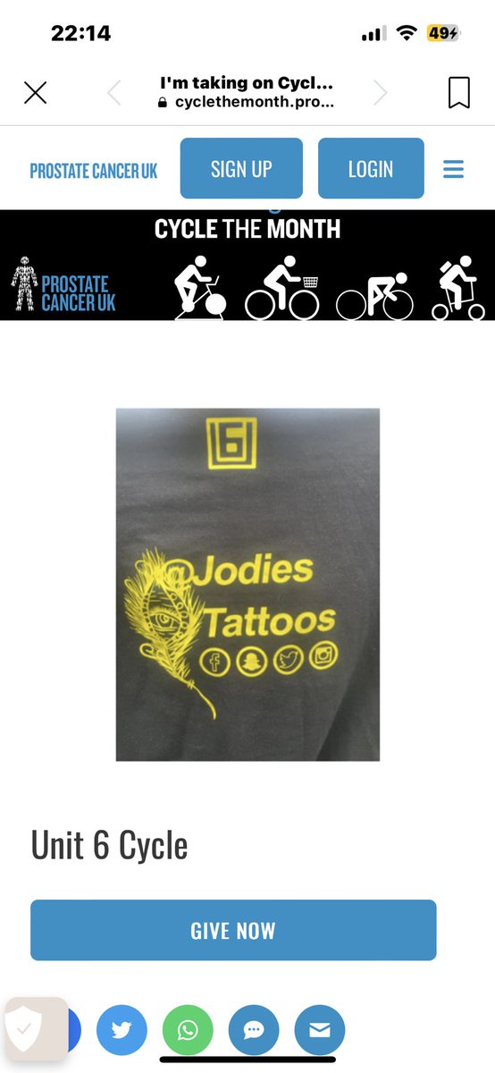 jodiestattoos's tweet photo. #cyclingforaugust #prostatecanceruk 
#100miles https://t.co/LbZabVCrtU
