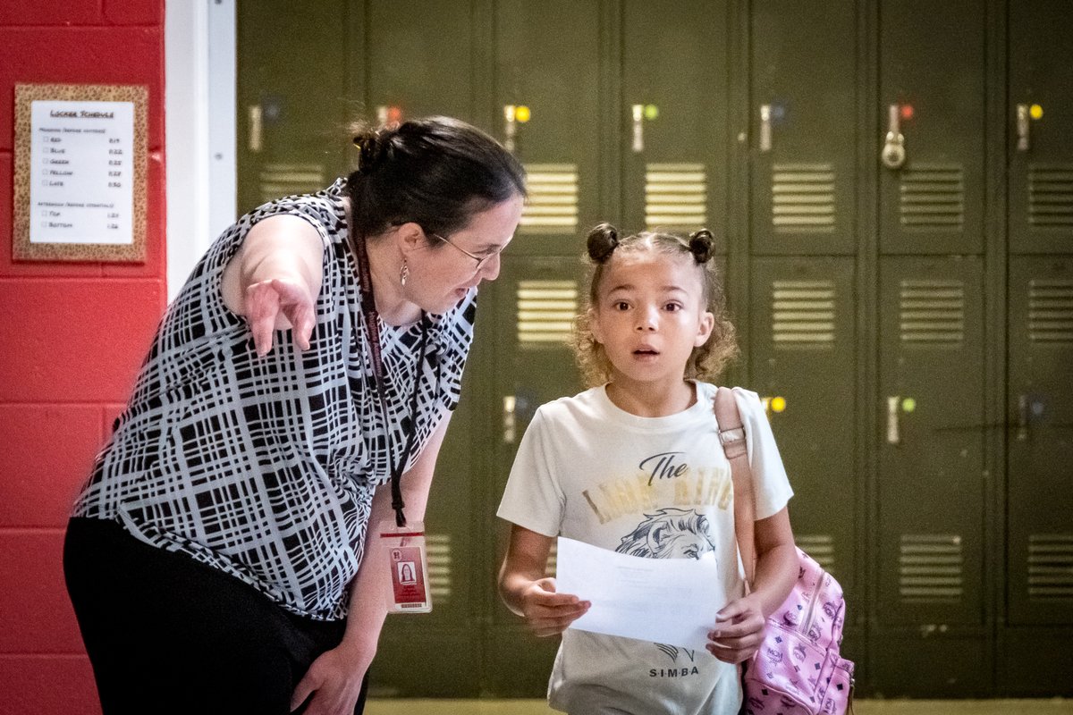 Seventh-grade, eighth-grade, and essentials teachers all chipped in to help our new sixth-grade students figure out where they were going next during today's Ready to Roar orientation. That's not surprising since we're teachers: we love to help!