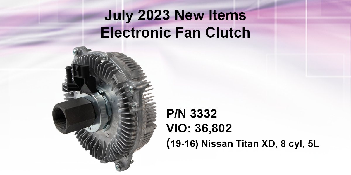 HaydenAuto's tweet photo. Hayden Auto is proud to release three electronic fan clutches as part of our August new items. Part number 3332, the final of these three, covers over 36,000 Nissan Titan trucks. Check the Hayden eCatalog for complete application details.

#HaydenAuto #ElectronicFanClutch https://t.co/Tm9Pkpuyt9
