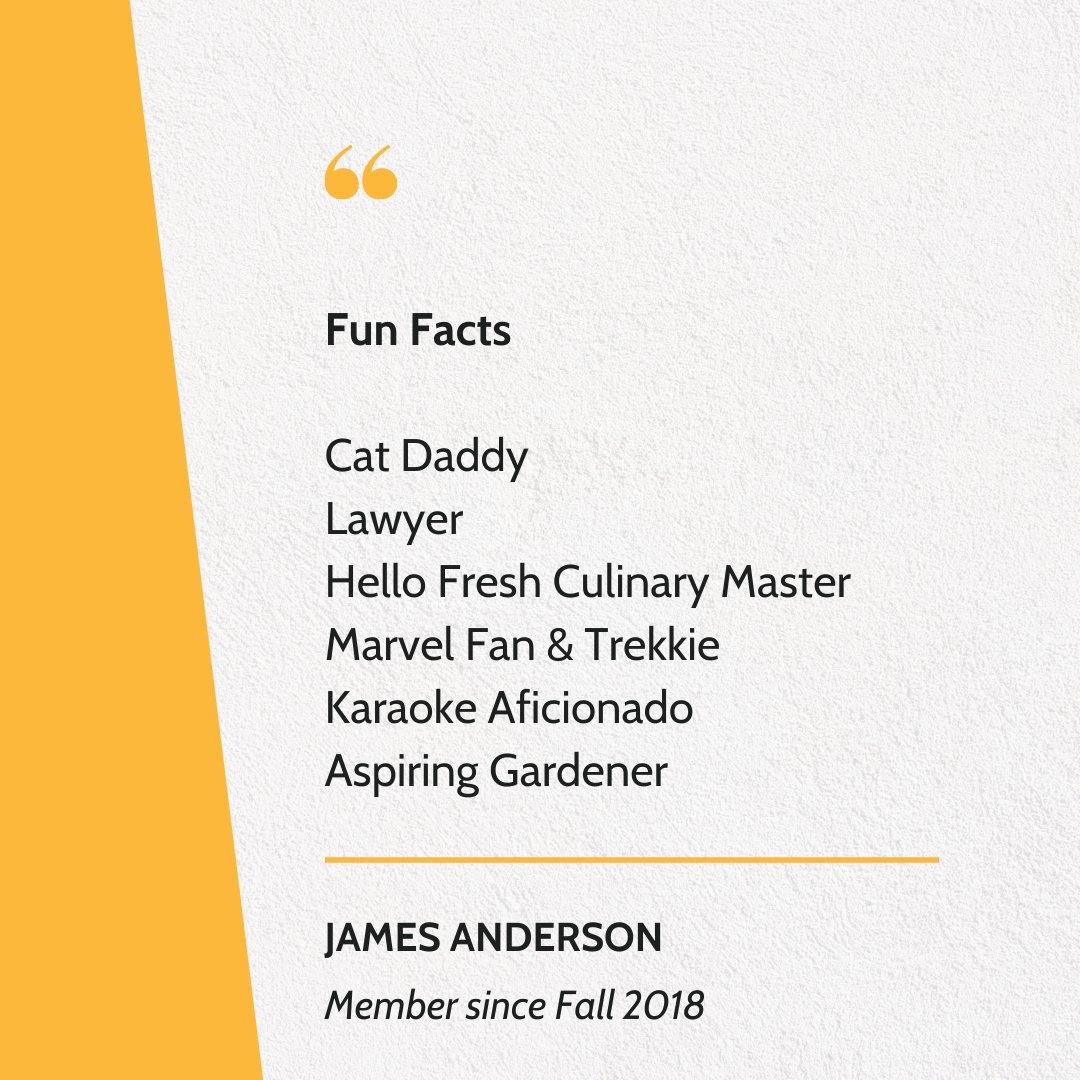 Today we are featuring James, one of our trusty Second Tenors! He first performed with OGMC for the 2018 holiday concert: Merry &amp; Bright. As the current Board Secretary, James plays an important role in keeping us on track and moving forward!