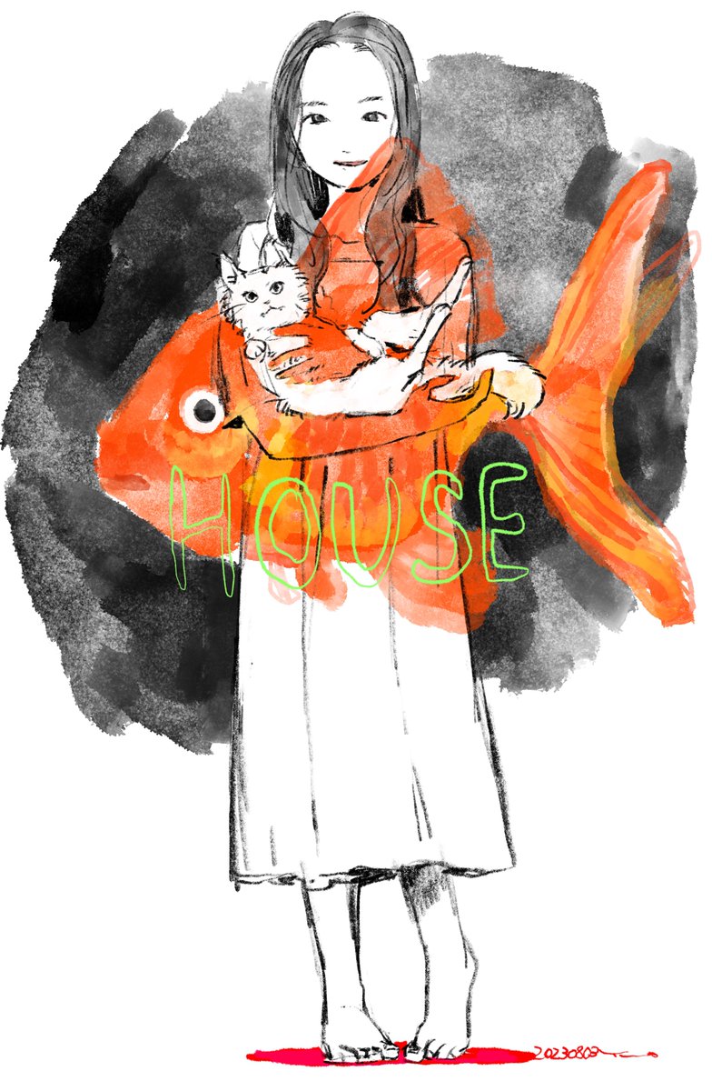 1girl holding animal barefoot long hair animal holding fish  illustration images