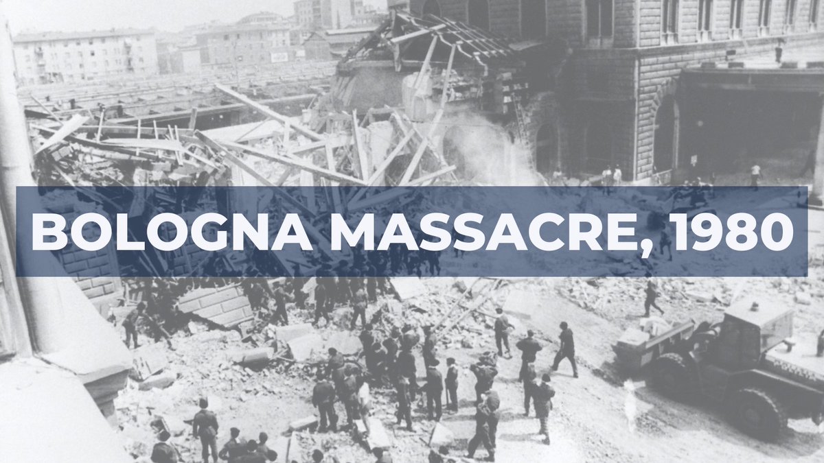 #ThisDayInTerrorism: The #BolognaBombing on August 2, 1980. An #explosive device went off in the main train station killing 85 people and injuring 200+ by #farrightextremists. The attack is the deadliest in #Italy since #WW2 and in #Europe. Today, we remember the victims🕯️