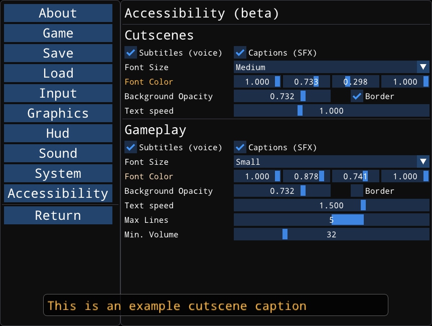 1manescapeplan's tweet photo. Here's a screenshot of the new Accessibility menu! #a11y https://t.co/Wvo2MXzqWj