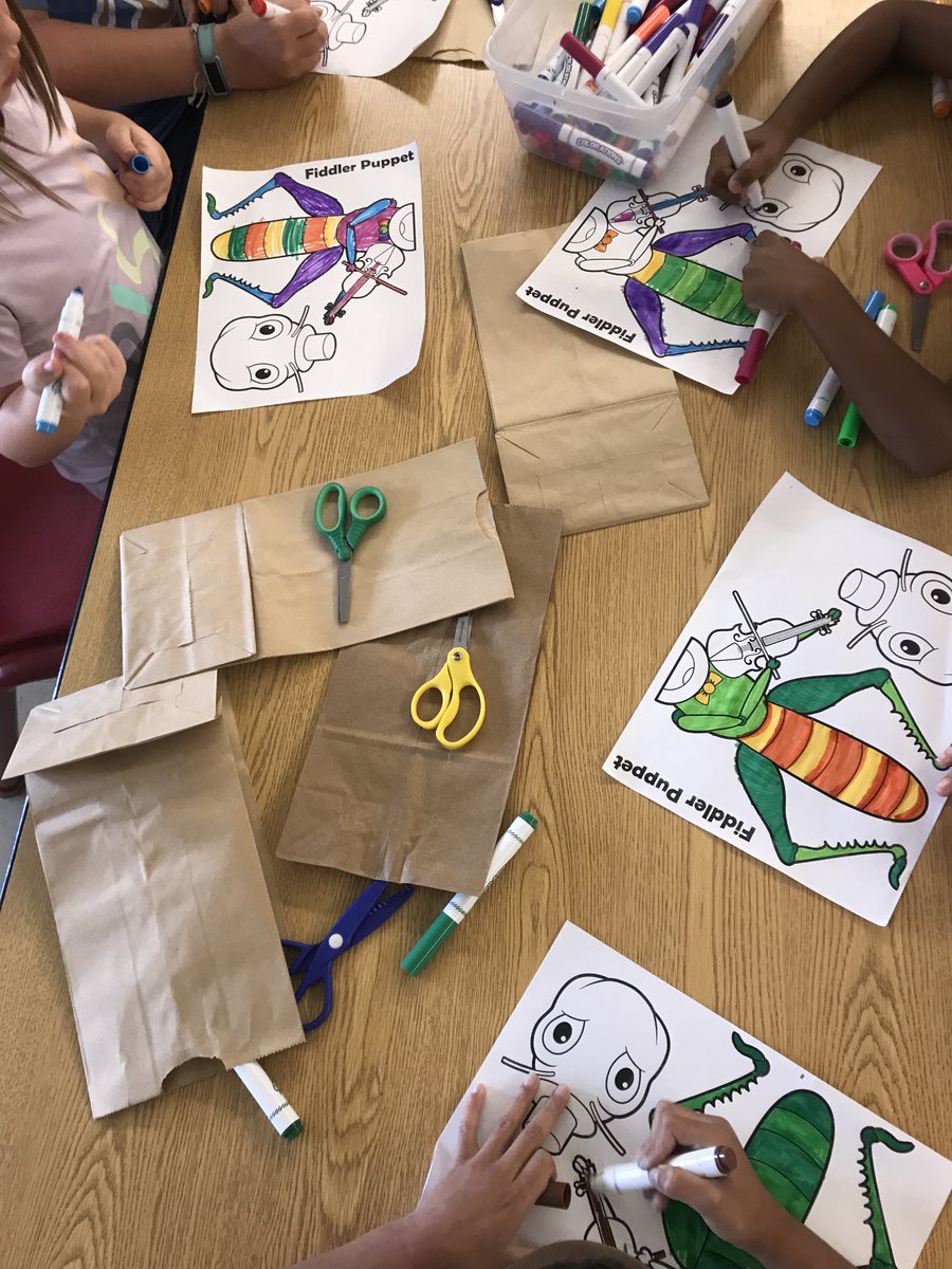 Hard at work creating paper bag puppets @childcarenetwork Childcare Network @ChildcareNetwk in Elon, NC! #prek #summercamp #ncpreschool #preschoolteachers #puppetshow #puppetshows #earlychildhood
