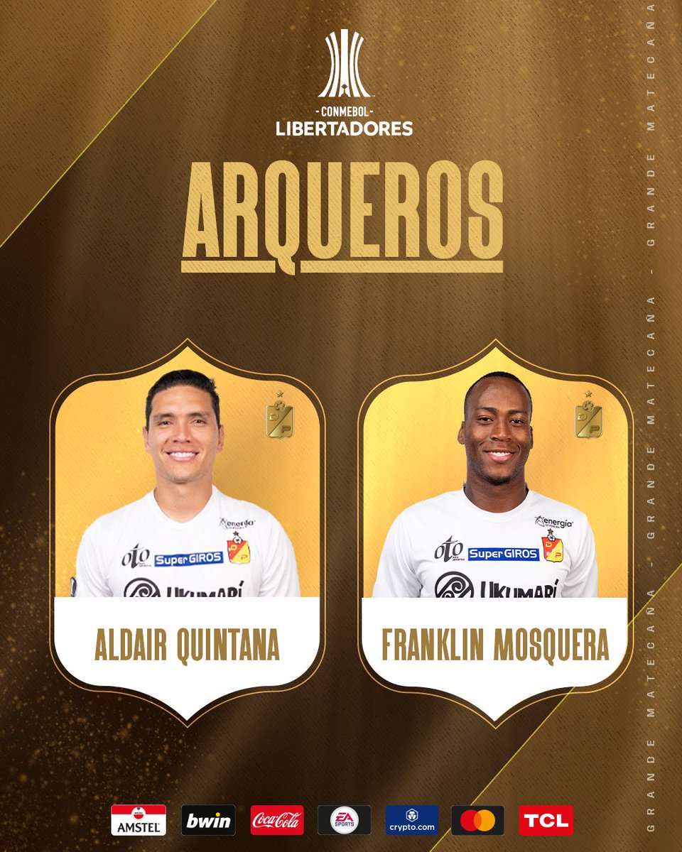 DeporPereiraFC's tweet photo. 💛❤️ Ellos son los jugadores convocados que estarán en el encuentro de hoy versus @IDV_EC por los octavos de final de la Copa CONMEBOL LIbertadores 🐺⚽️ https://t.co/rN2oTm6bHn