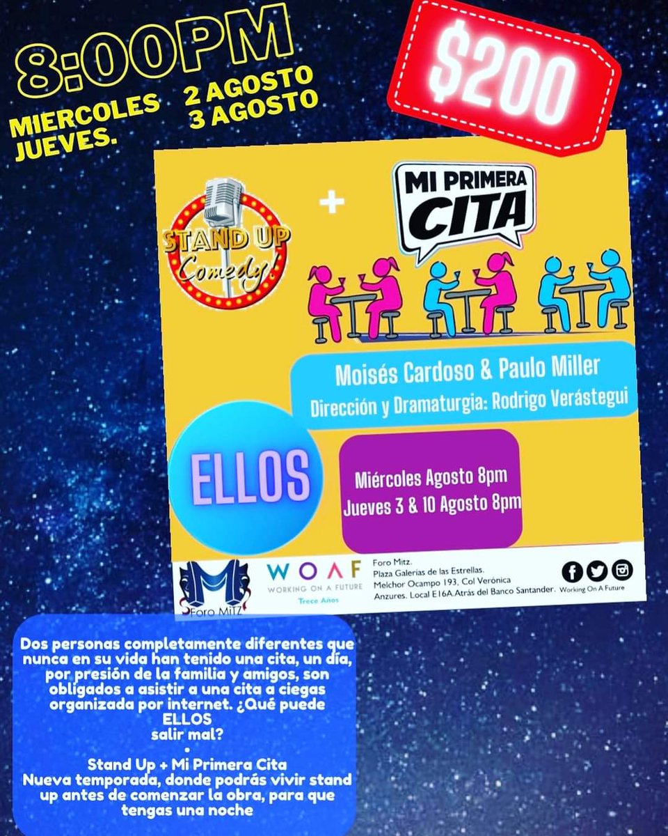 Hoy regresan #Ellos a <a href="/MiPCitaLGBT/">Mi Primera Cita</a> 8pm en #ForoMitz dentro de #PlazaGaleriasdelasEstrellas ahora con #StandUp
🎫 En preventa $150 en @boletopolis: miprimeracitateatro.boletopolis.com
<a href="/OsosMusculososM/">Osos Musculosos 🇲🇽 #OMM</a>