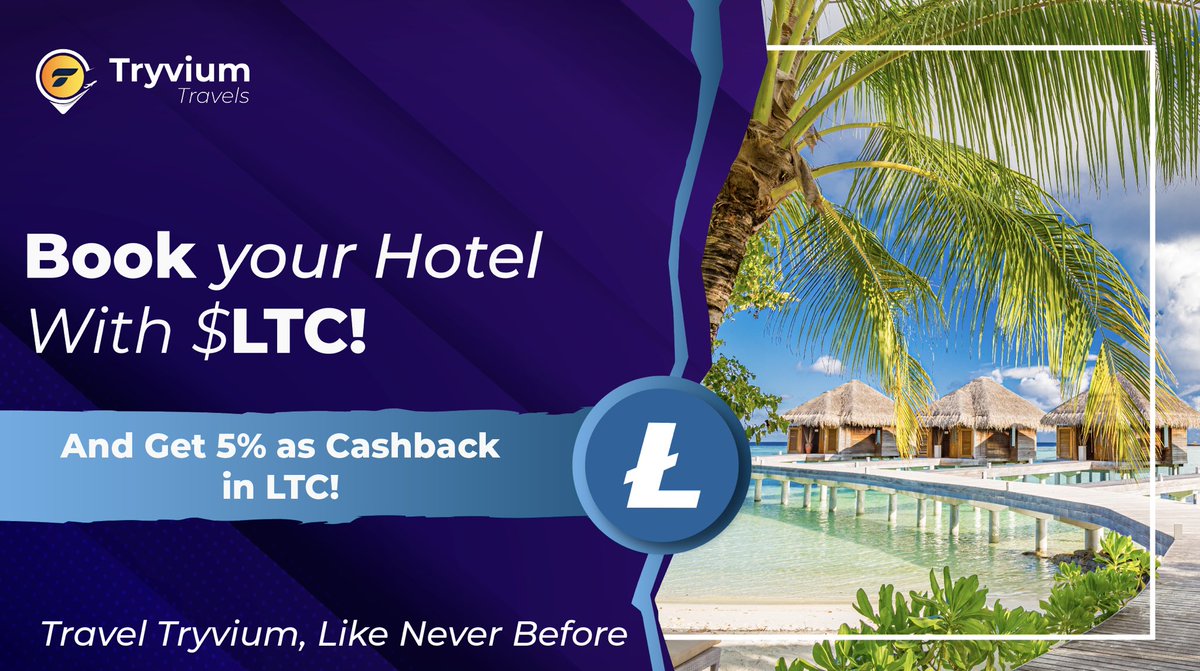 🌍✈️ Exciting news for the <a href="/litecoin/">Litecoin</a> community! 🌙✨ 

Book your dream accommodation on Tryvium.io with $LTC and embark on a world adventure to celebrate the LTC Halving! 🚀🛫 

Pay and get 5% cashback in $LTC 🤑💰

Unleash the power of crypto for unforgettable
