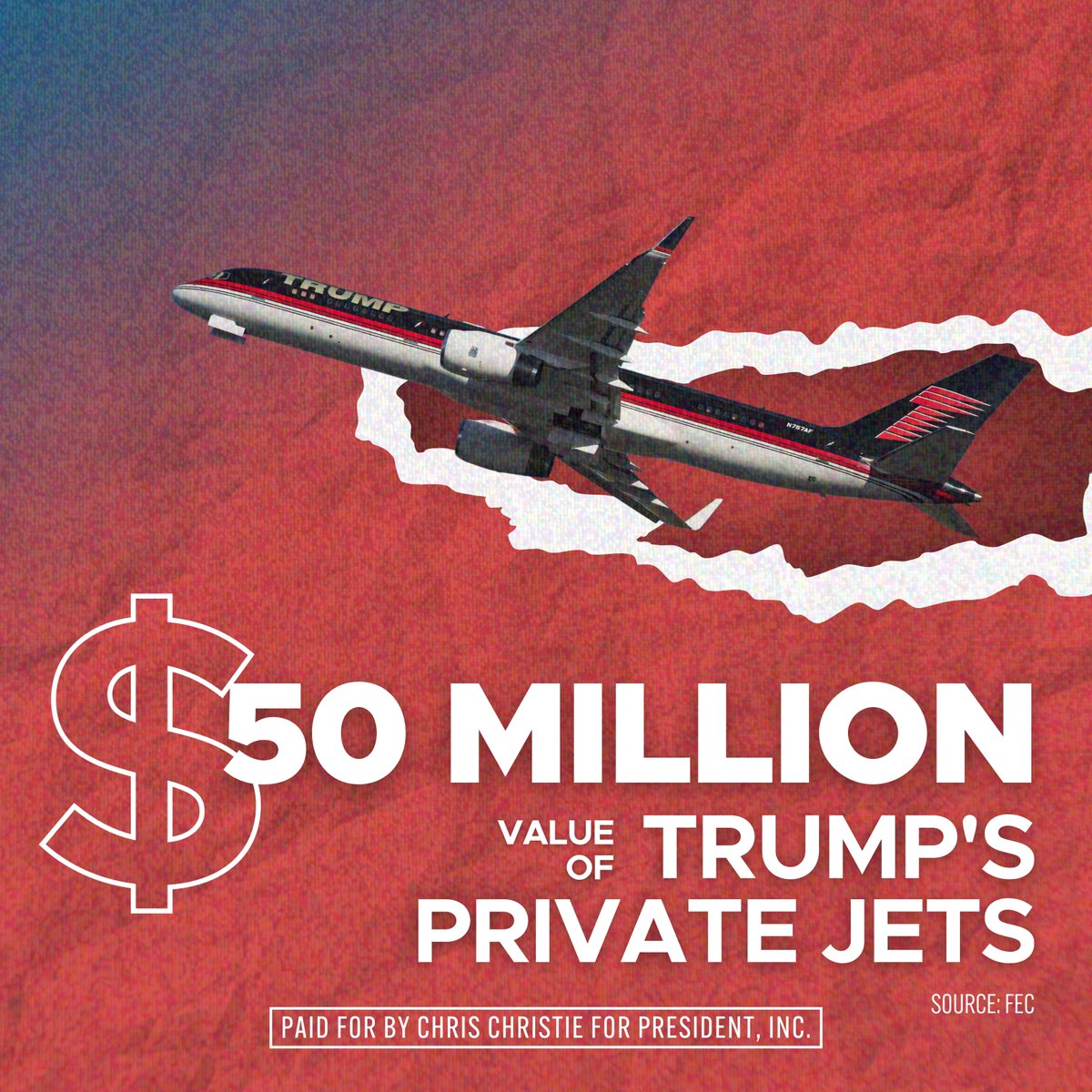 $40m in donor $ blown on his legal fees, not his campaign? He isn’t running for president. He’s running so middle-class donors will pay his legal bills.

If he’s worth billions, why not pony up his cash?

When he emails you for more $, send him this idea:

Sell “Trump Force One.”