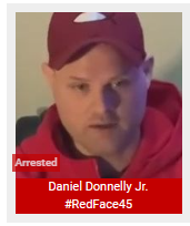 SeditionHunters's tweet photo. Daniel Donnelly Jr, #RedFace45 ARRESTED https://t.co/AQH5LiJHkk https://t.co/5nZEHSaO40