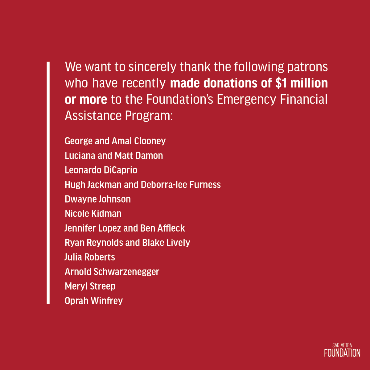 sagaftraFOUND's tweet photo. "For more than 38 years, the Foundation has been a safety net for our community during its most challenging times." - SAG-AFTRA Foundation President @CourtneyBVance 

Thank you to these @sagaftra actors for their incredible donations to our Emergency Financial Assistance Program. https://t.co/CblMzxNutH