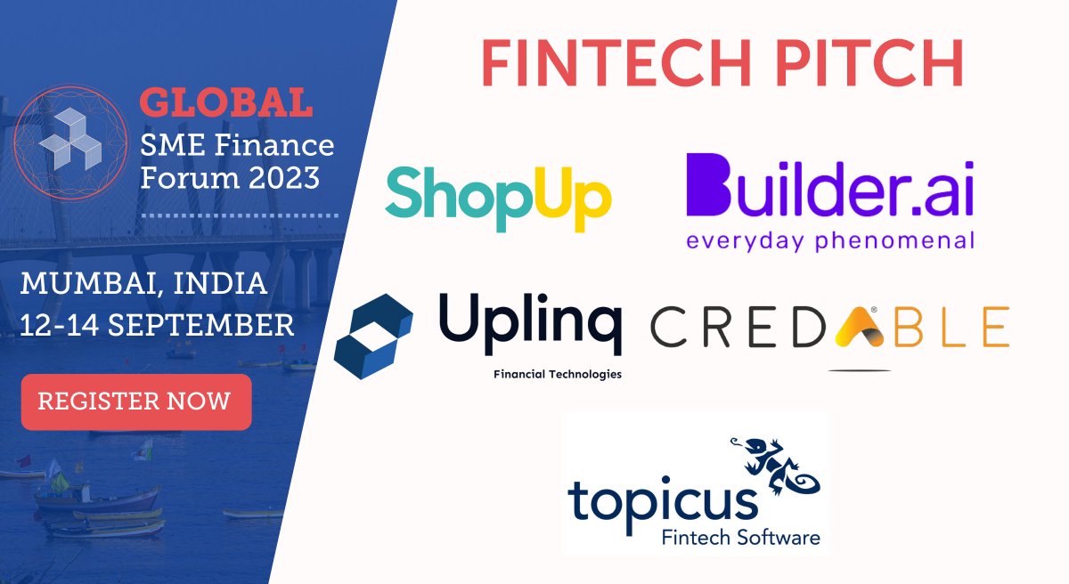 SMEFinanceForum's tweet photo. 🗣 Meet the #fintech selected to pitch at #GSMEFF23 and discover how they advance the future of #SMEFinance
📍 Mumbai
📅 Sept. 12th-14th
💼 Early Bird until Aug. 11th  
💸 https://t.co/7xb3oafsio
#DigitalEcosystem #DigitalTransformation https://t.co/5AmejfGgxs