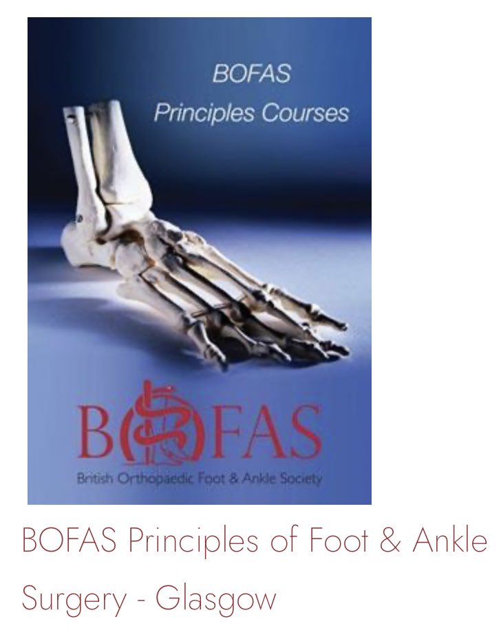 *ONLY 3 PLACES LEFT*

Apply now for the BOFAS Principles Course in Glasgow

31 Oct 2023 - 2 Nov 2023

Ever-popular course for trainees designed to teach the core foot & ankle content in the #FRCSOrth curriculum.

For more info & to book:
linktr.ee/bofas

#OrthoEducation