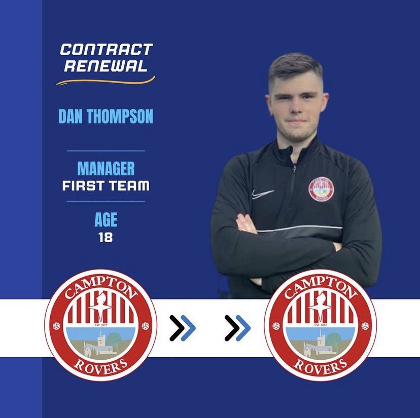 🤝 Thompson steps up 🔴⚪️

Stepping up from his playing role last season, Dan is taking the role of first team manager 📝

Find out more about the squad for next season at camptonrovers.co.uk 🌐