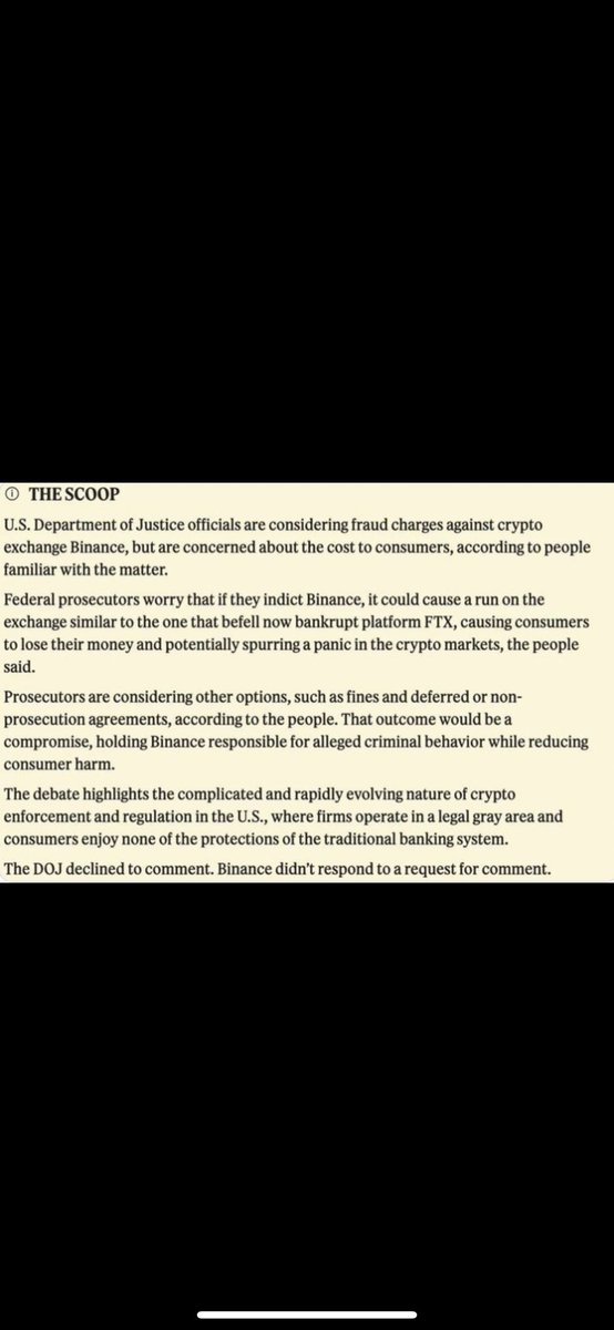 JUST IN - 🇺🇸U.S. Justice Department is considering fraud charges against Binance - Semafor