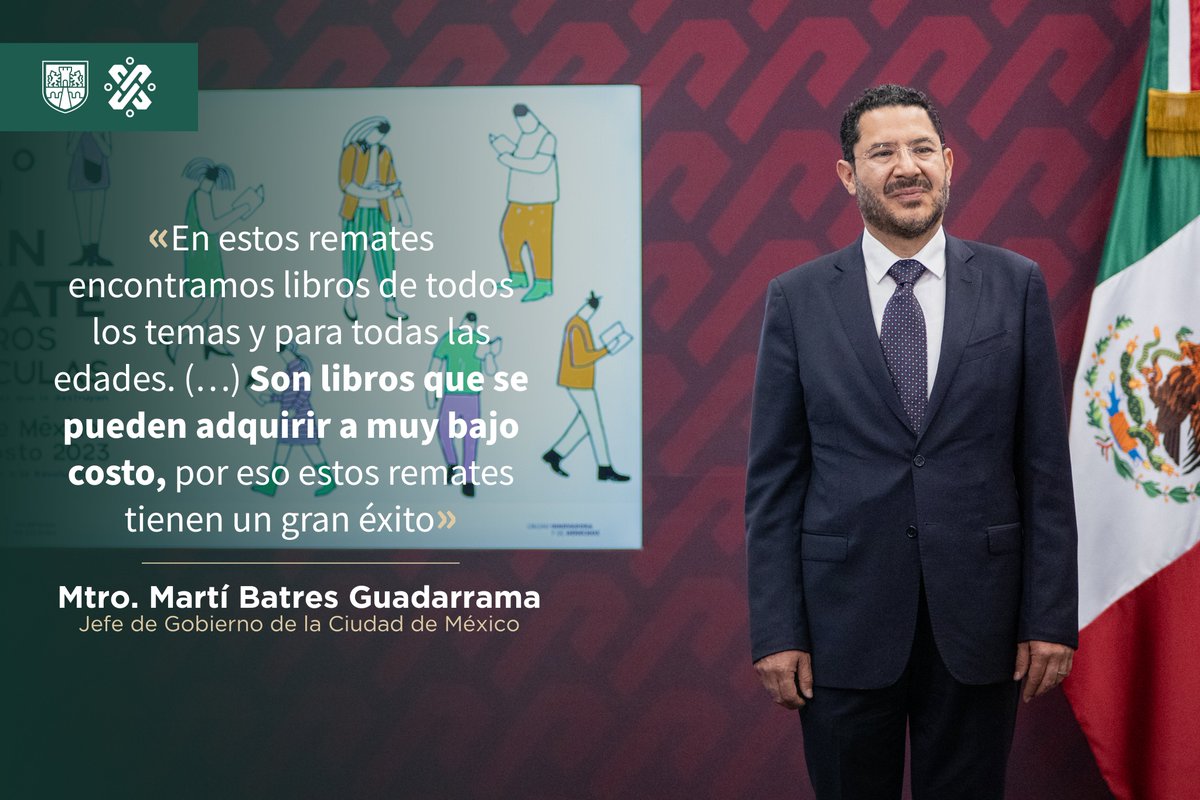 GobCDMX's tweet photo. 🗣️ El #JefeDeGobierno, @martibatres, informó que el XVI Gran Remate de Libros y Películas de la Ciudad de México contará con una gran variedad de libros, de más de 300 sellos editoriales, para todas las edades, a un precio accesible que no superará los $150 por ejemplar. 📚 https://t.co/aet8oWtyJD