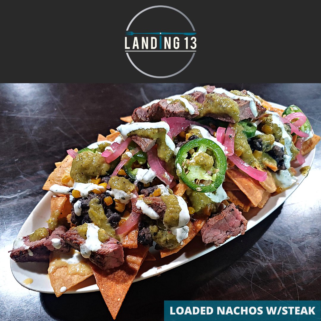 If you like our Steak Bites, you'll definitely love our Loaded Nachos with Steak!

#Landing13
#Porterville
#LoadedNachos
#Nachos
#LoadedNachosWithSteak
#SteakBites
#Food
#Tasty
#Yummy
#Delicious