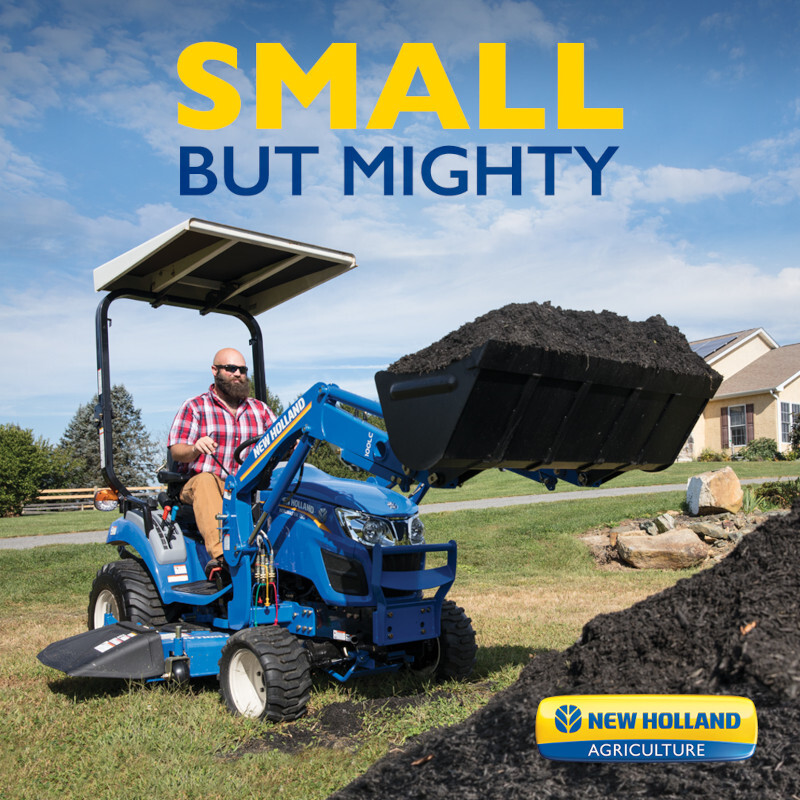 The WORKMASTER™ 25S from New Holland offers implement packages to fit the wide variety of chores on your property. Whether you choose a front loader, mid-mount mower or backhoe, you will complete tasks in comfort.  bit.ly/3DBG144