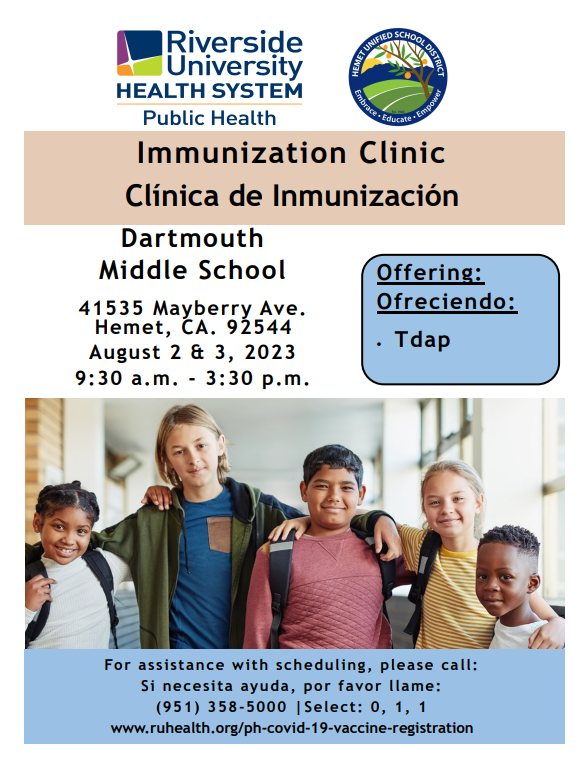 DMSKnights's tweet photo. TDAP Clinic at Dartmouth Middle School: Wednesday, 8/2 &amp; Thursday, 8/3 from 9:30am-3:30pm https://t.co/kgf2dpJNod