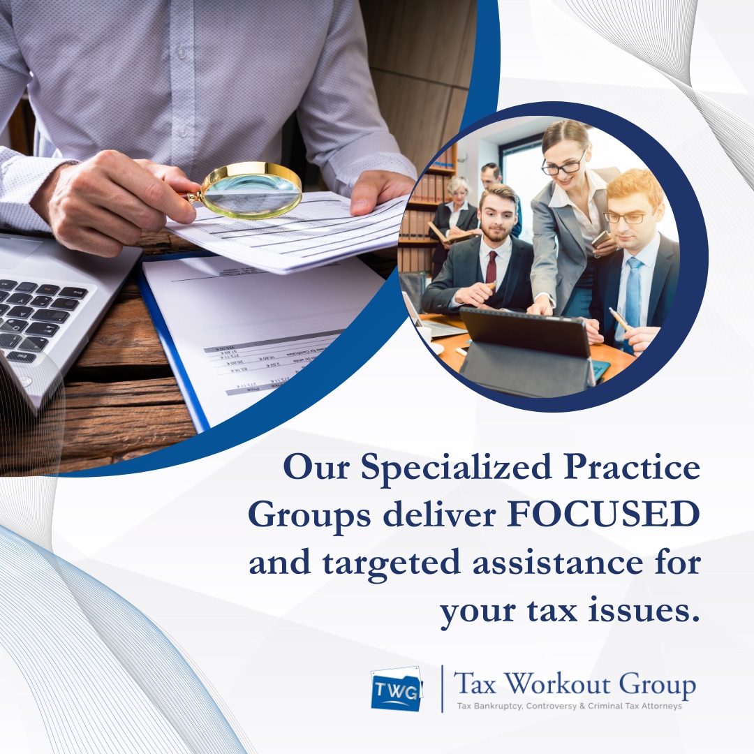 TaxWorkoutGroup's tweet image. 🔍 Need tax solutions? Look no further! Our Specialized Practice Groups deliver FOCUSED and targeted assistance for your tax issues.

#TaxWorkoutGroup #TWG #FocusedSolutions