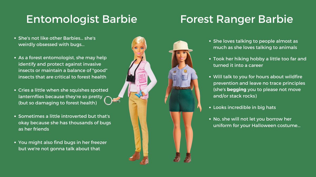 StateForesters's tweet photo. Come on, Barbie, let's go protect and manage forests! 🌳 

Barbie teaches young girls that they can be anything—so why not pursue a career in forestry? It's a lifetime investment in our planet, often with some of the most beautiful views in the world. https://t.co/NRcI1yJrWw