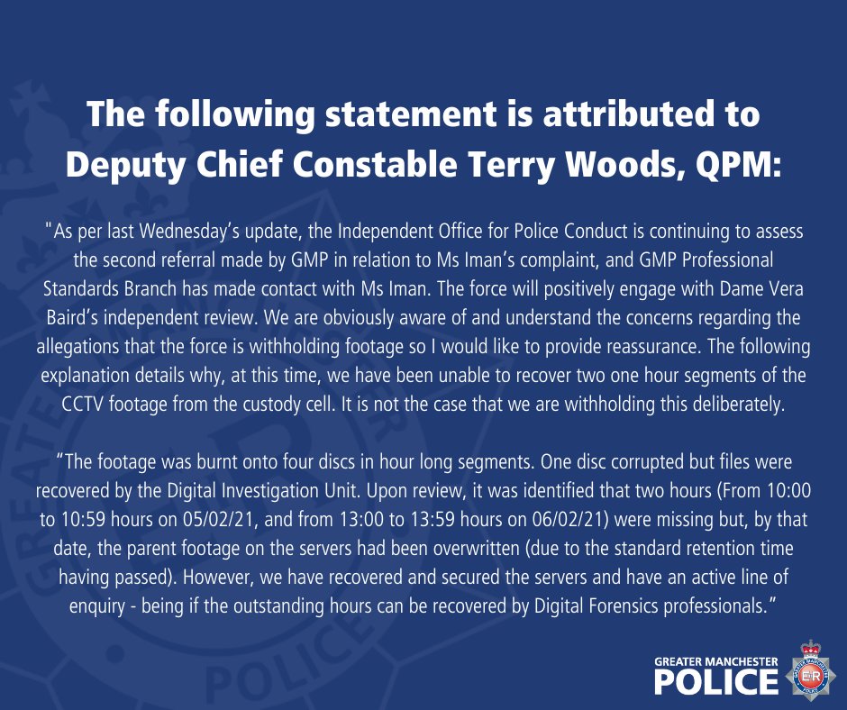 gmpolice's tweet image. An update relating to last week's TV broadcast on custody:
