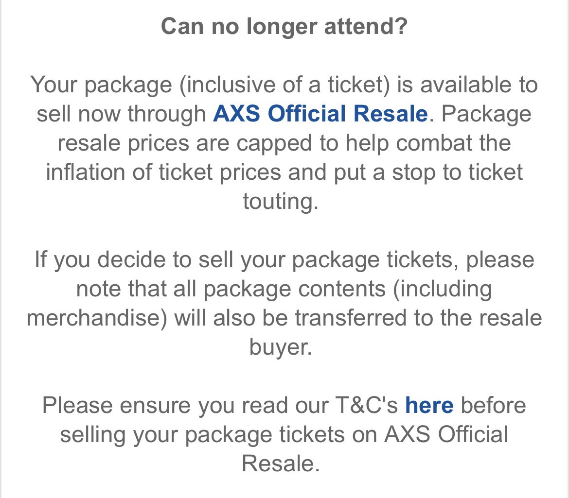 HaleyFawcett's tweet photo. @OneSecOfJxnos @AXS_UK Yes, this was included in the email I received when AXS offered resale 😊 https://t.co/NFGZjpMYRu