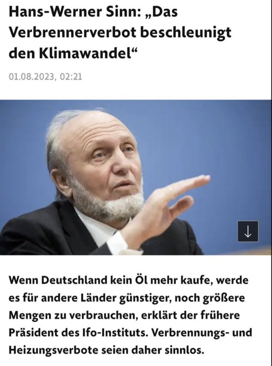 Lieber Herr Professor Sinn. Waren Sie nicht einmal ein anerkannter Ökonom? Warum erzählen Sie dann heutzutage so wirres Zeug? Der Umstieg auf E-Mobilität ist weltweit im vollen Gange und der Verbrenner landet bald im Technikmuseum.