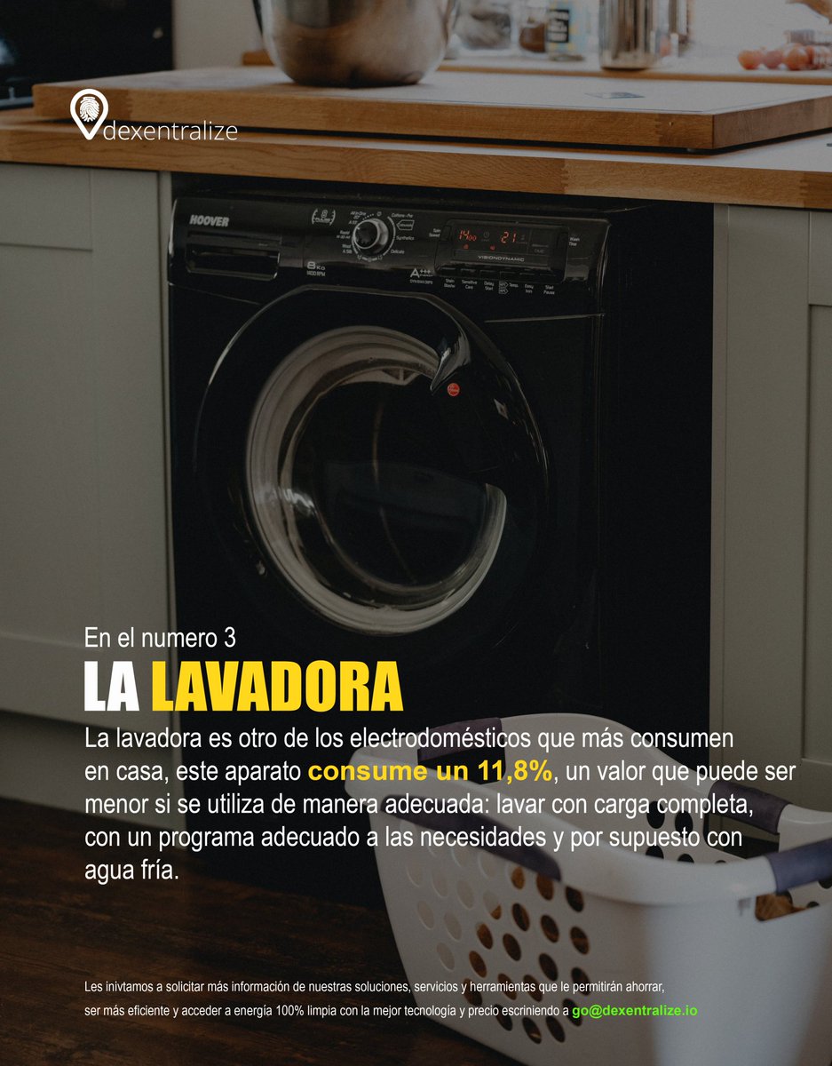 ¿Sabes cuales son los electrodomésticos gastan más electricidad? 

#Dexentralize queremos ayudarte a ahorrar, ser más eficiente y luego acceder a energía limpia con la mejor tecnología y precio. 

#ahorro #electricidad #electrodomesticos #factura #consumo #eficiencia