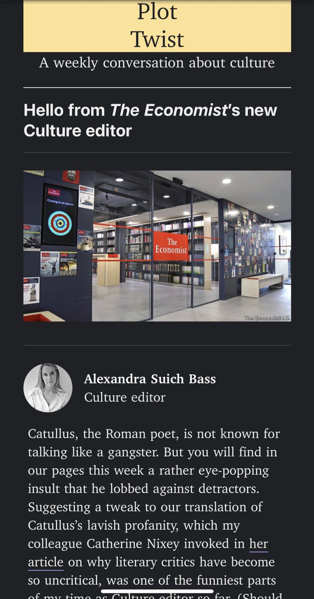 AlexandraSuich's tweet photo. Please consider signing up for Plot Twist,  our Culture newsletter @TheEconomist, to follow our coverage and read our tales beyond the page. Here: https://t.co/S0lPO0mHnY https://t.co/WQg8qBmKZI