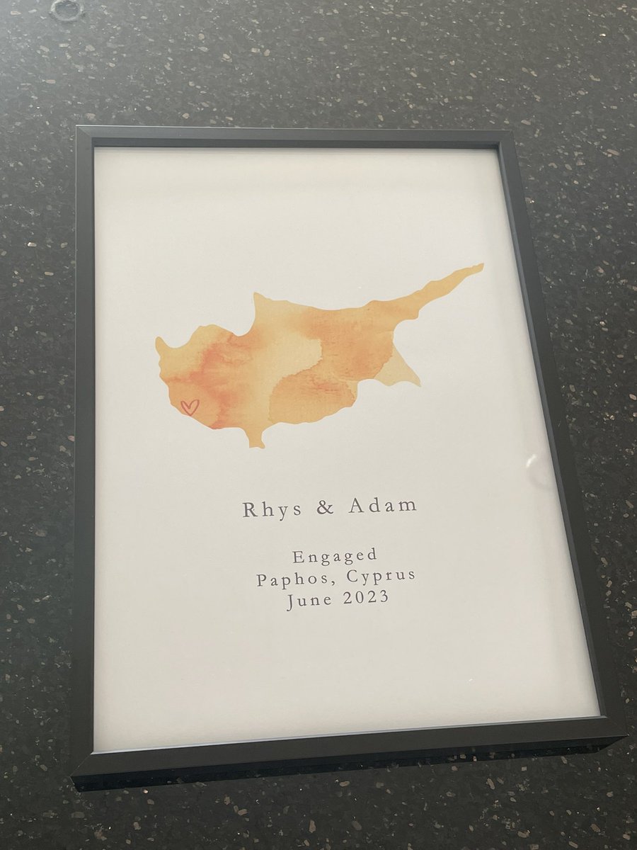 My fiancé and I were gifted this lovely framed print from my sister to celebrate becoming engaged. 💍 🍾 

I’m grateful everyday to have such loving and caring family &amp; friends in our lives. 

#engaged #LGBTQ #Love #Blessed #EngagementRing #Cyprus #Paphos