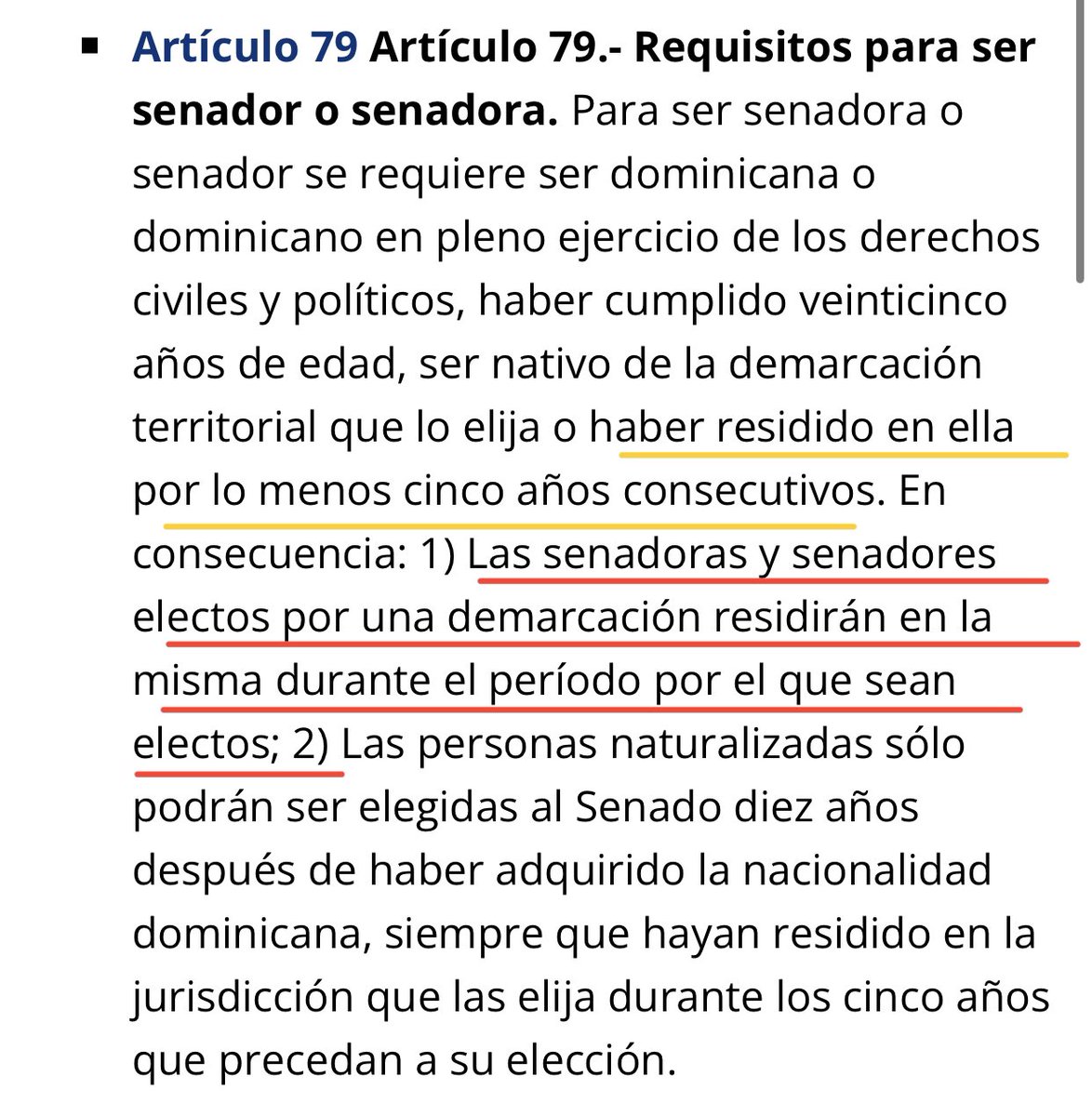 billperdomo's tweet photo. El artículo 79 de la constitución es muy claro…

Es imposible que @Yvanlorenzos tenga 5 años consecutivos viviendo en el distrito nacional, pues fue electo hace 3 años como senador de otra provincia. https://t.co/Lk69MpGE7t