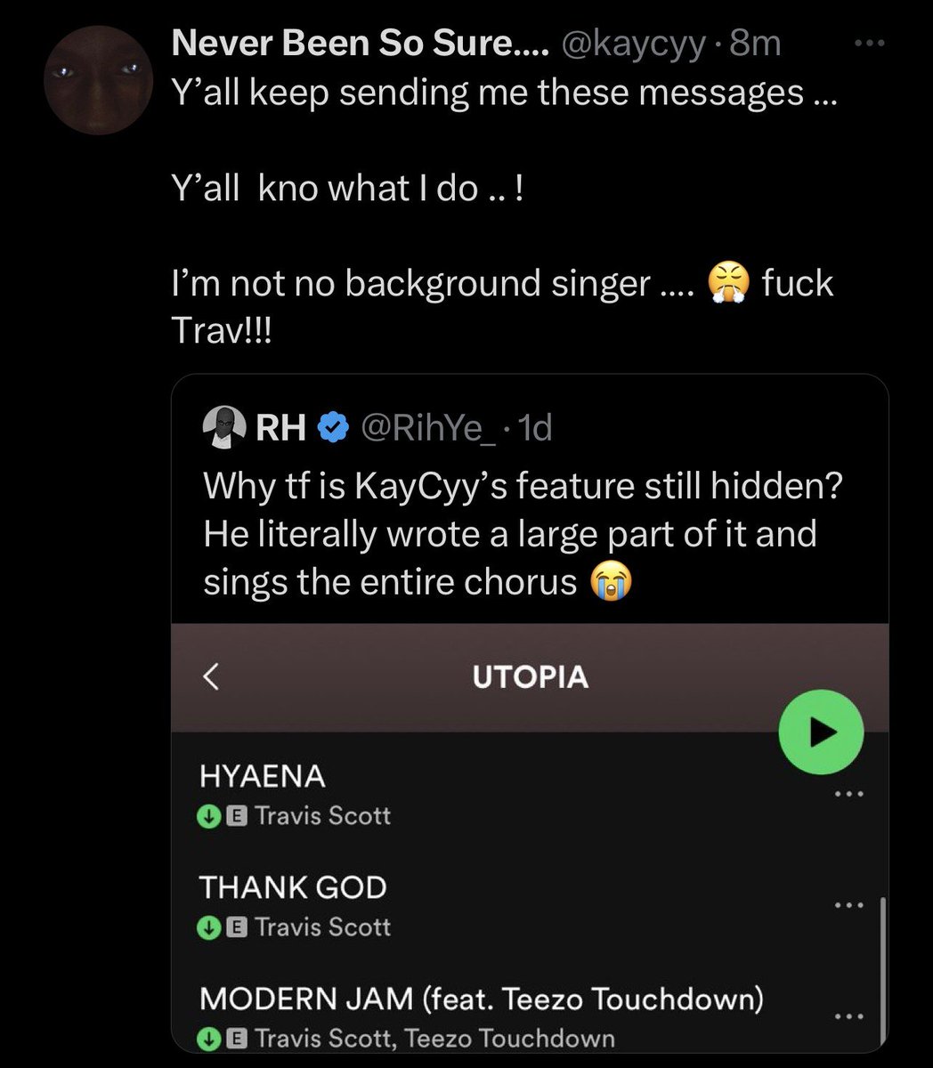 KayCyy calls out Travis Scott for not crediting him as a featured artist on ‘Utopia’ 😬