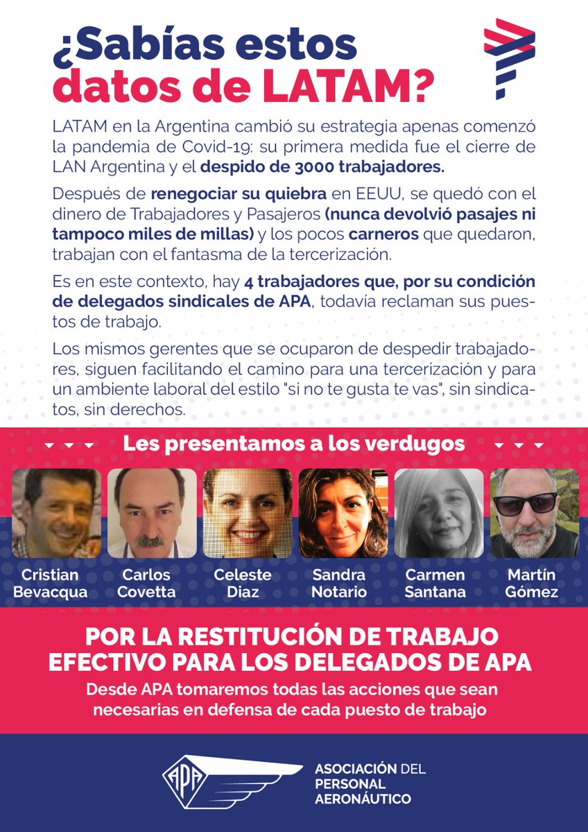 APAERONAUTICOS's tweet photo. Por la restitución de tareas efectivas para lxs delegadxs de APA
#NoAlaExtorsionLATAM https://t.co/DdCYrwIPy7