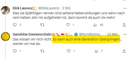 vi_bec's tweet photo. Nachdem die Geimpften einfach nicht sterben wollen, versteifen sich #Coronaleugner jetzt auf die Nebenwirkungen, die allerdings auch nicht da sind. Der neueste heiße Scheiß ist deshalb jetzt: #Impfschäden können auch eine Generation überspringen! https://t.co/Mnlhb1mxcy