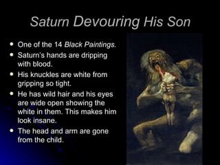 Heindsight's tweet image. At the age of 72, Goya moved into a two-story house outside Madrid and painted dark, disturbing murals on the walls. Later removed from the walls and framed, they became known as “The Black Paintings” for their noir themes and chilling presentation. 🪐☀️🪐