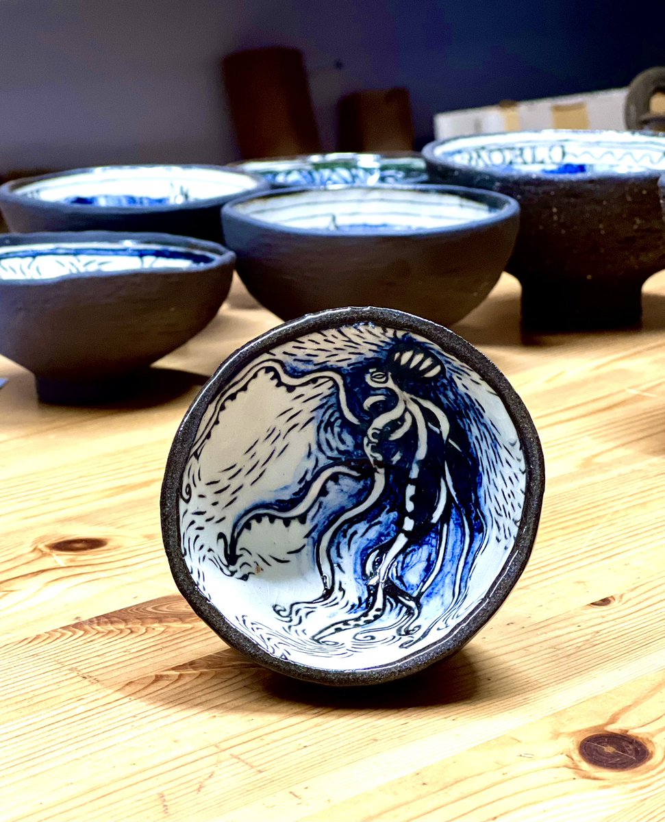 Falcon_Boats's tweet photo. Beautiful new stock in the shop by Odyn Ddu. These handmade Octopus and seal bowls are gorgeous,  each one is unique and inspired by our local environment and we are delighted to have them. #pottery #ceramics #handmade #pembrokeshire #octopus #seal #morlo https://t.co/WqHcBtMPJA