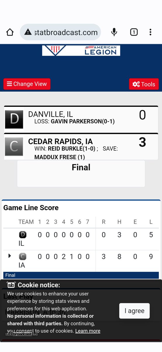 SwisherLegion's tweet image. Great start! What a performance by Reid Burkle on the mound and closed out by Maddux Frese. Clutch hitting. Game 2 tomorrow at 4!
