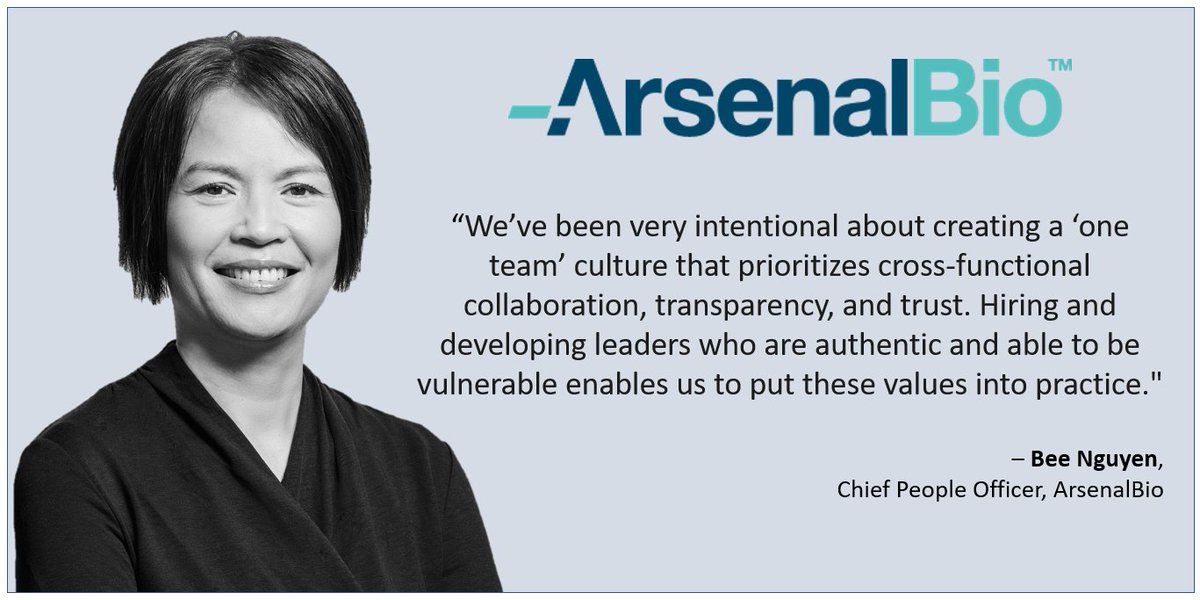 ArsenalBio’s Chief People Officer, Bee Nguyen, is a seasoned human resources leader who knows the company can't reach its goal of bringing innovative cell therapy to patients without its people. Supporting and developing employees is the key to ArsenalBio's success.  #oneteam