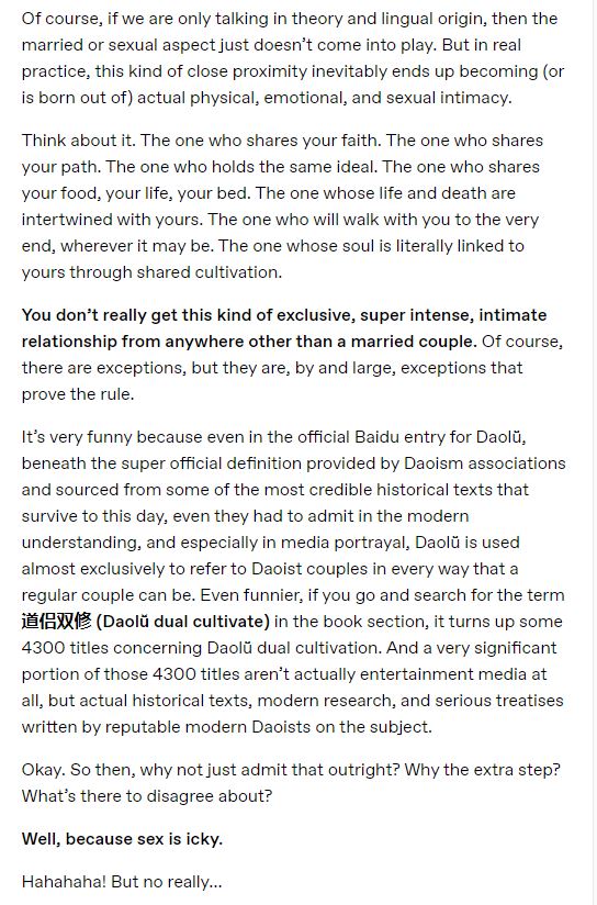 Sythe79437205's tweet photo. Cultivation Partners - Daolu - What it means - An unsexy look into the sexy past of Daoism, something like that - Question and Answer (4/8)
https://t.co/SumHvceb9u https://t.co/yg7GcADZUi
