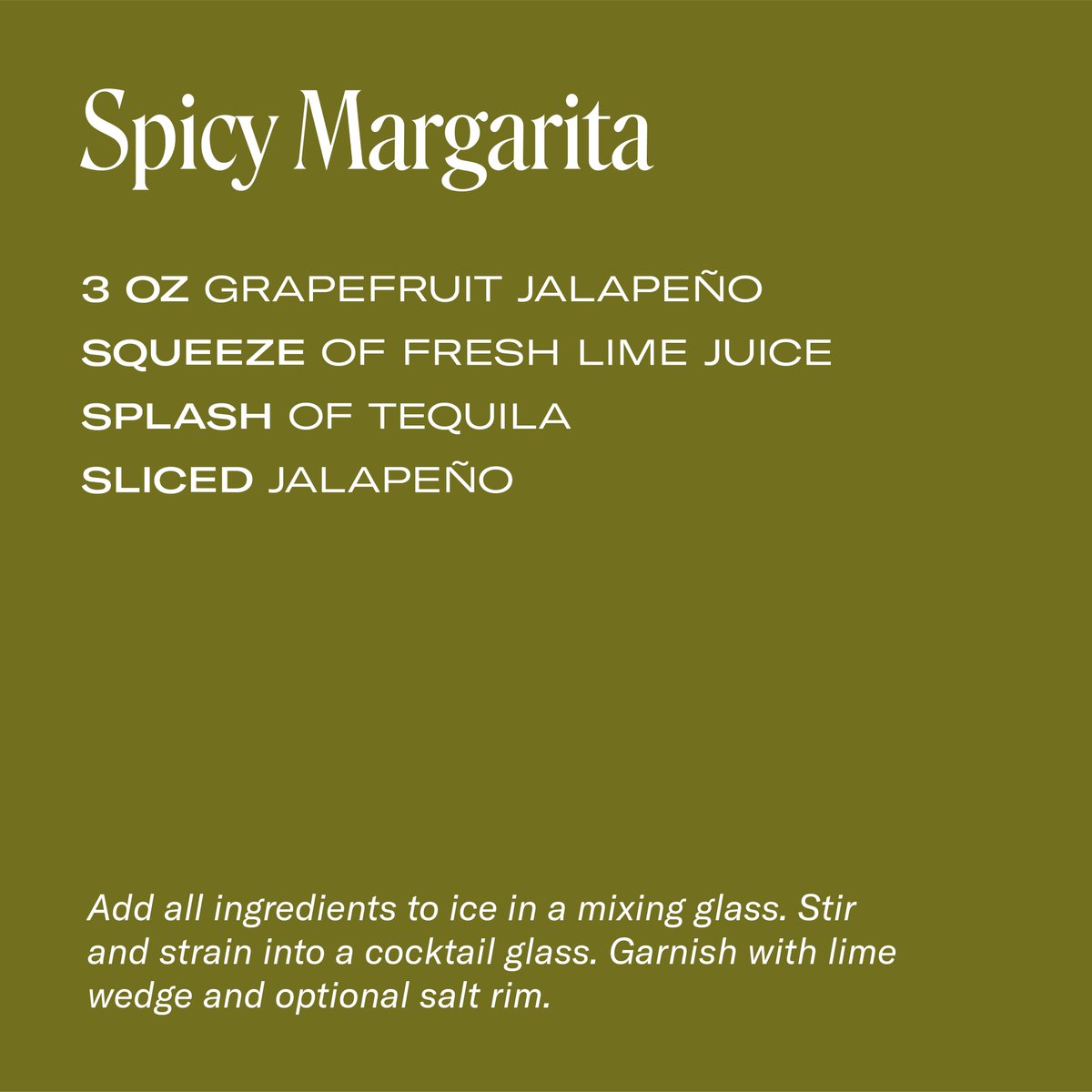 A Spicy Margarita made with Grapefruit Jalapeño Haus is our favorite way to cool off on hot August nights. Swipe for the recipe!